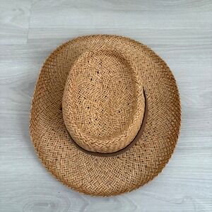 Titleist Straw Sun Hat Women Tan Woven Golf Beach Wide Brim Made in USA OSFA